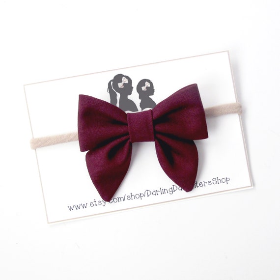 maroon baby bow