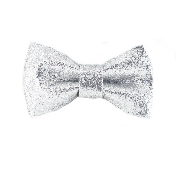 Items similar to Cat Bow Tie - Silver Glitter on Etsy