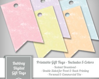 Etykiety prezentowe 3x5 - NATYCHMIASTOWE POBIERANIE - Pliki .PDF - W zestawie 5 pastelowych kolorów - Możliwość wydruku - Baby Shower, przyjęcie urodzinowe, przyjęcie z okazji ujawnienia płci dziecka itp.