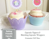 Printable Cupcake Toppers and Matching Wrappers! - Girl's Birthday Party or Baby Shower - Matches Vintage Pony Theme