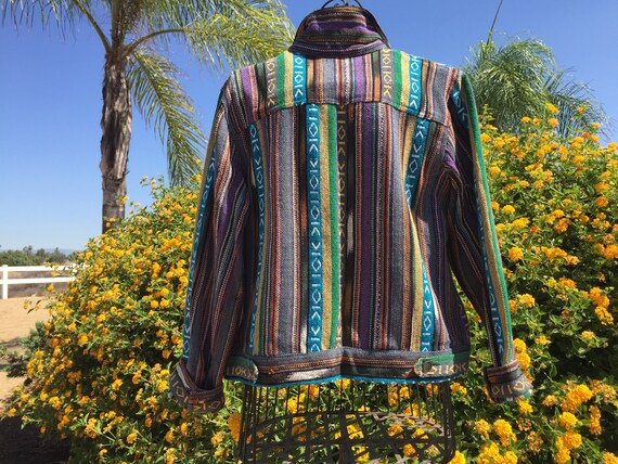 Hand Loomed Guatemalan Textile Jacket Size Medium… - image 5