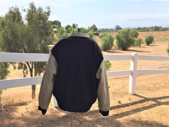 JH Design NASCAR Varsity Jacket XL With Ivory Leather Sleeves and