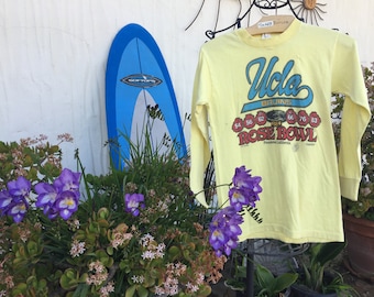 UCLA BRUINS Football Rosebowl years 54,56,62,66,76,83,84 Memorial T Shirt Size Extra Small 100% combed cotton pre shrunk Pasadena Tournament