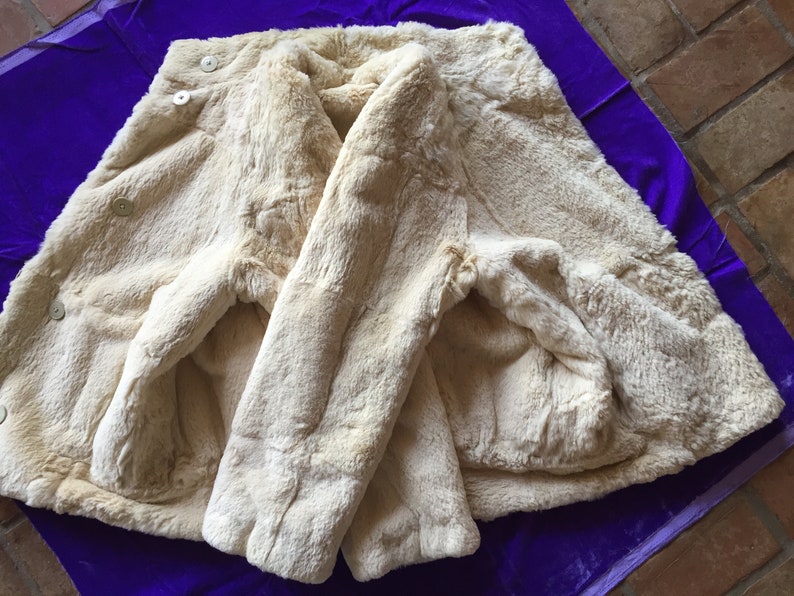 Wool Rabbit Sheared Sheared Rabbit Coat is Reversible to a Heavy Canvas so Unique! Size ...