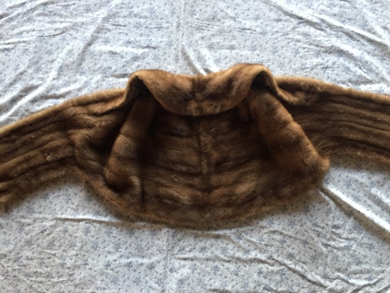 1950s Light Brown Mink Shawl  Cape, Capelet, Wrap… - image 10