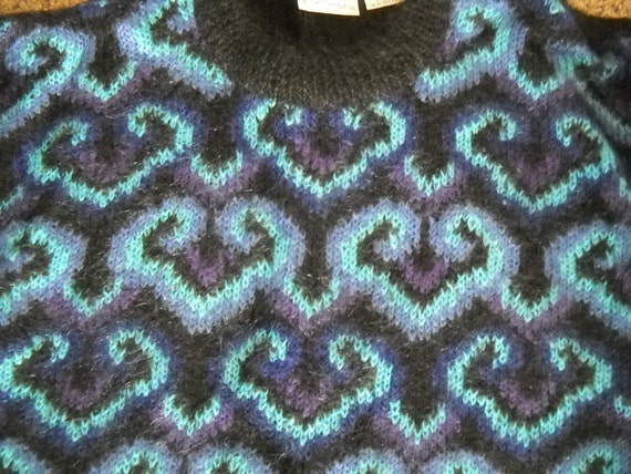 MOHAIR SWEATER Electric Blue & Black Mohair blend… - image 2