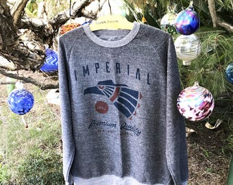 Sudadera talla XL con estampado Thunderbird Imperial de alta calidad, exterior de felpa de mezcla de algodón y rayón, y estampado frontal de 12 x 12 pulgadas.