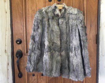 Karakul Lamb Shawl / Cape AND Muff purse Premium fur Gray hues One of a kind custom made 1960s Lined in Bronze Satin One size fits most