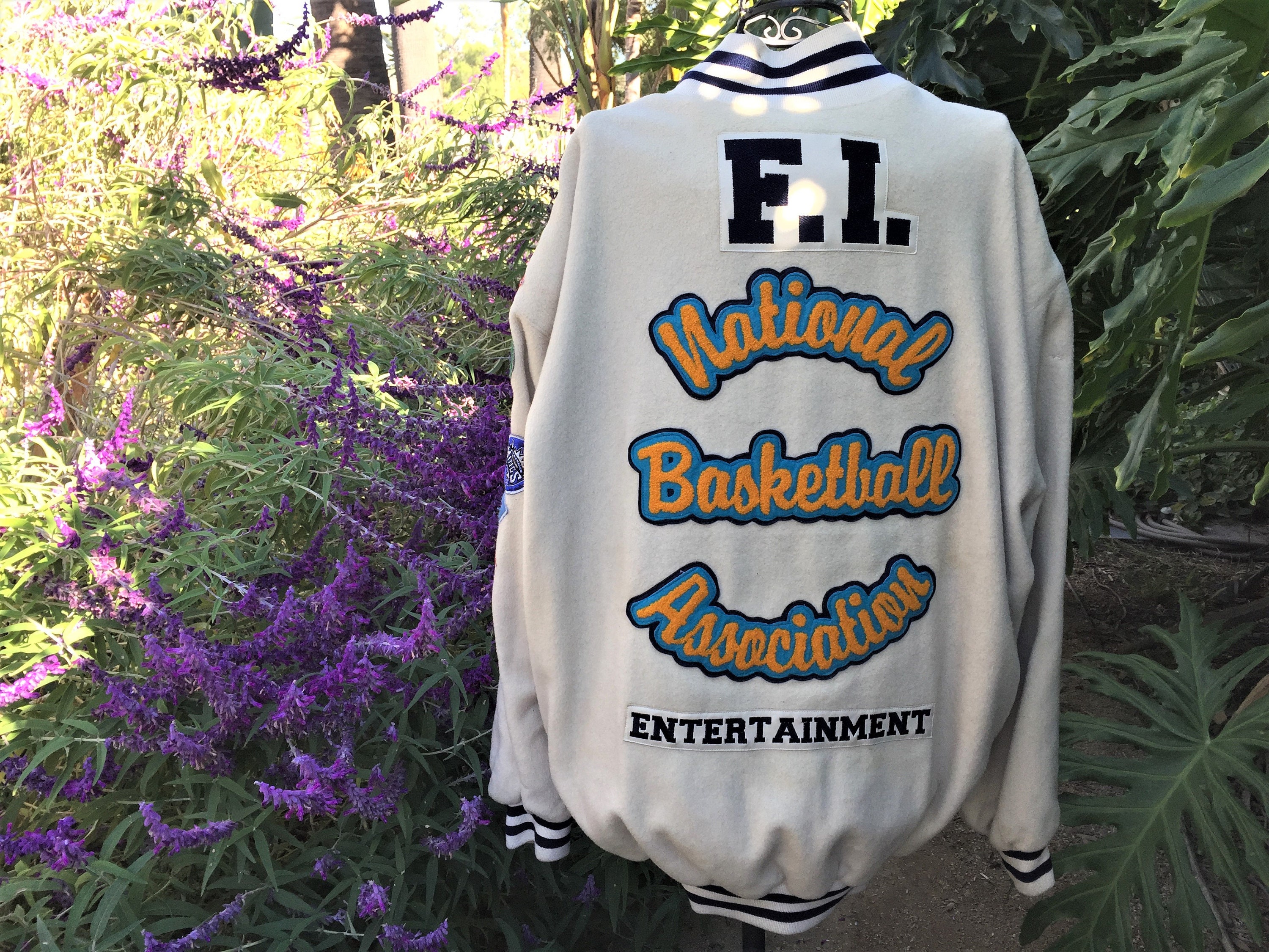 Jeff Hamilton NBA Throwback Logo Patch Quilted Wool Jacket 6XL Rare Vintage