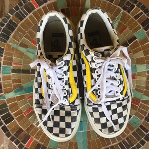 Old Skool Vans in Checkerboard and Mustard -