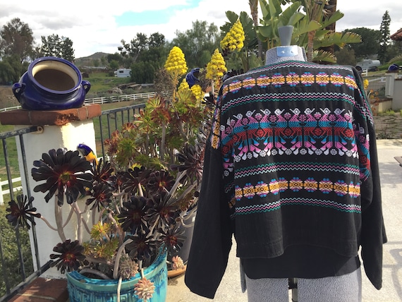 Handloomed Guatemalan Jacket Features Peacock Emb… - image 5