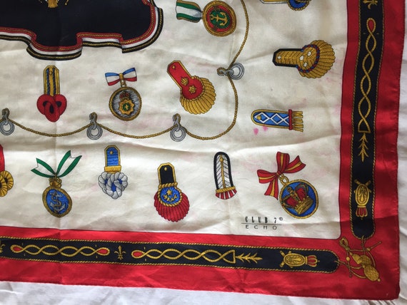 100% SILK SCARF Features Military Badges & Awards… - image 2