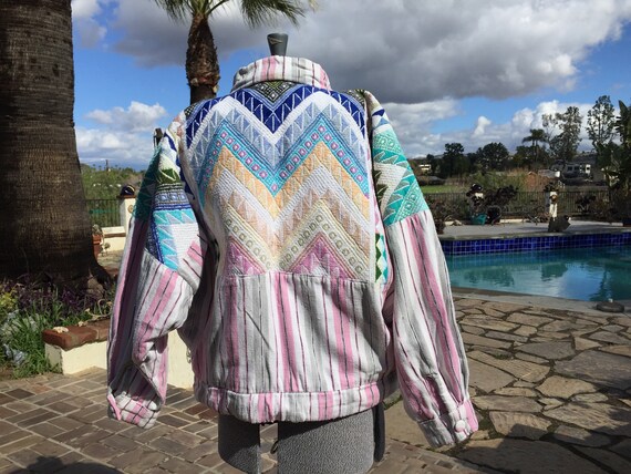 Tribal Guatemalan Hand Loomed Embroidered Jacket … - image 6
