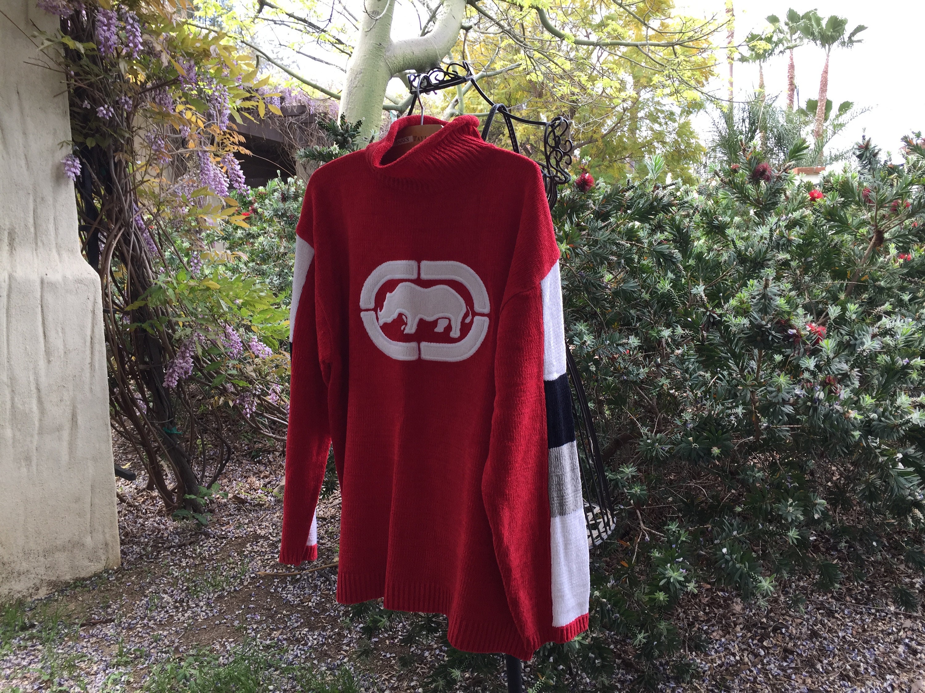 MARC ECKO Crisp XL wear It Baggy Chenille T Neck in Vibrant Red MARC ECKO Crisp XL wear It Baggy Chenille T Neck in Vibrant Red