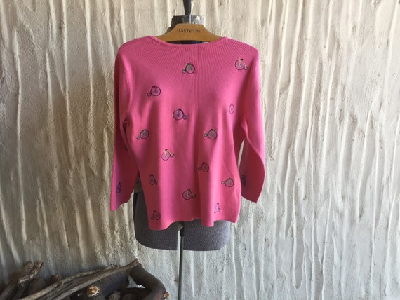 Cotton Candy PINK BICYCLE SWEATER by Carole Littl… - image 9