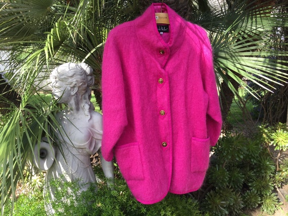 Fuchsia RUBY 100% Mohair Coat by Nicole Miller Pe… - image 1