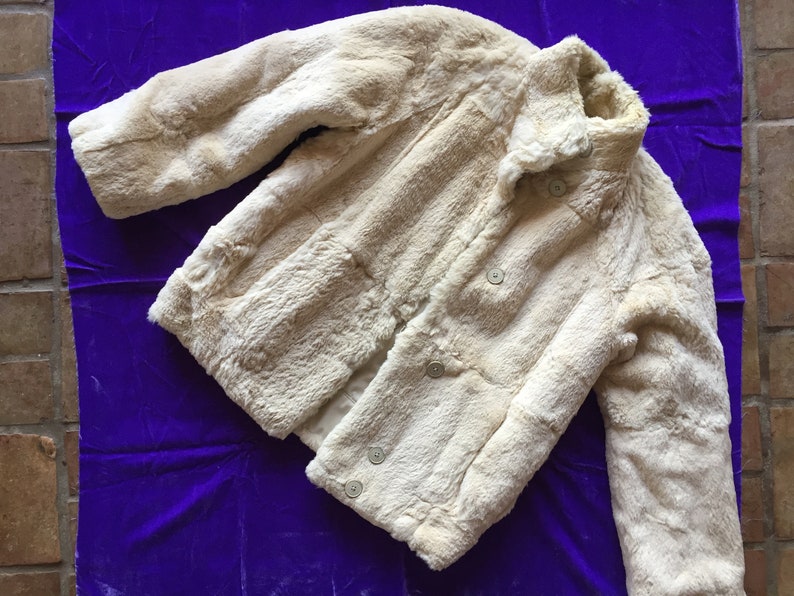Wool Rabbit Sheared Sheared Rabbit Coat is Reversible to a Heavy Canvas so Unique! Size ...