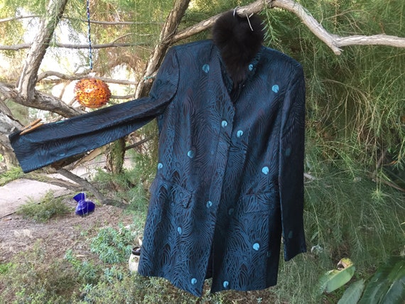 INCREIBLE DANA BUCHMAN Peacock pluma de largo abrigo pluma | Etsy México