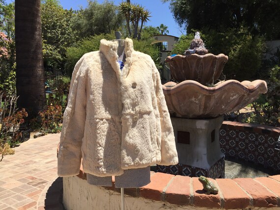 Sheared Rabbit Coat is reversible to a Heavy Canv… - image 2