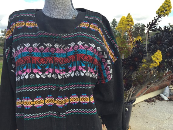 Handloomed Guatemalan Jacket Features Peacock Emb… - image 1