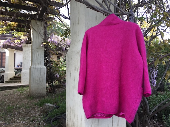 Fuchsia RUBY 100% Mohair Coat by Nicole Miller Pe… - image 4