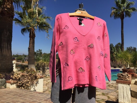 Cotton Candy PINK BICYCLE SWEATER by Carole Littl… - image 6