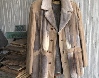 Robert Lewis Collectible Kangaroo Fur Hippie Coat Size 42 made of Premium Suede and gorgeous fur Identical to Jim Morrisons favorite coat
