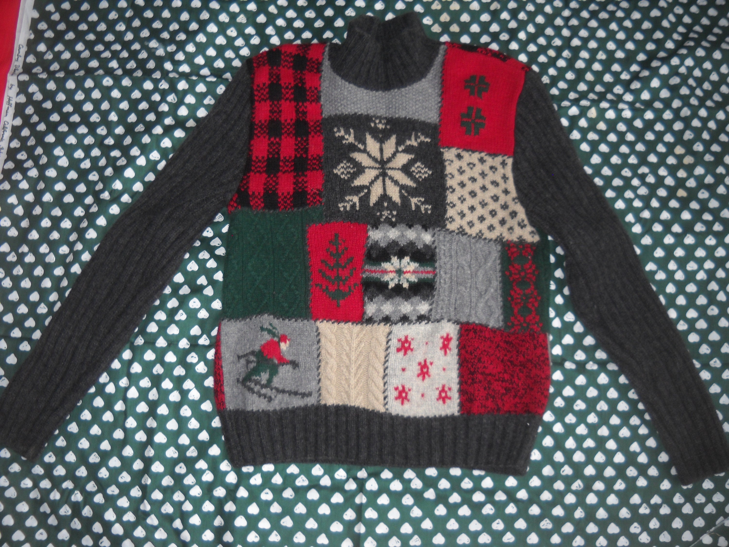 HAND KNIT Ralph Lauren Red \u0026 Gray Wool 