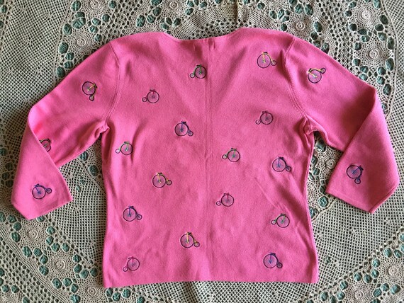 Cotton Candy PINK BICYCLE SWEATER by Carole Littl… - image 3