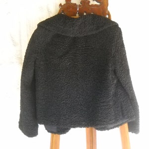 Black Astrakan Curly Lamb Bolero Coat Size Medium by Landsberg Bros Fur ...