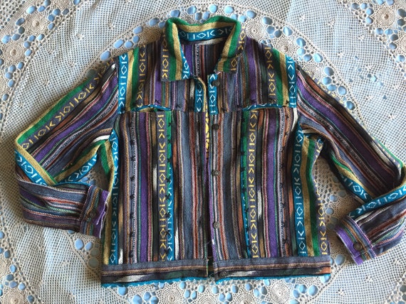 Hand Loomed Guatemalan Textile Jacket Size Medium… - image 3