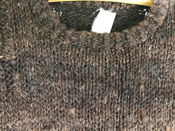 Nubby Brown Wool Cable knit sweater, Hand knit in… - image 4