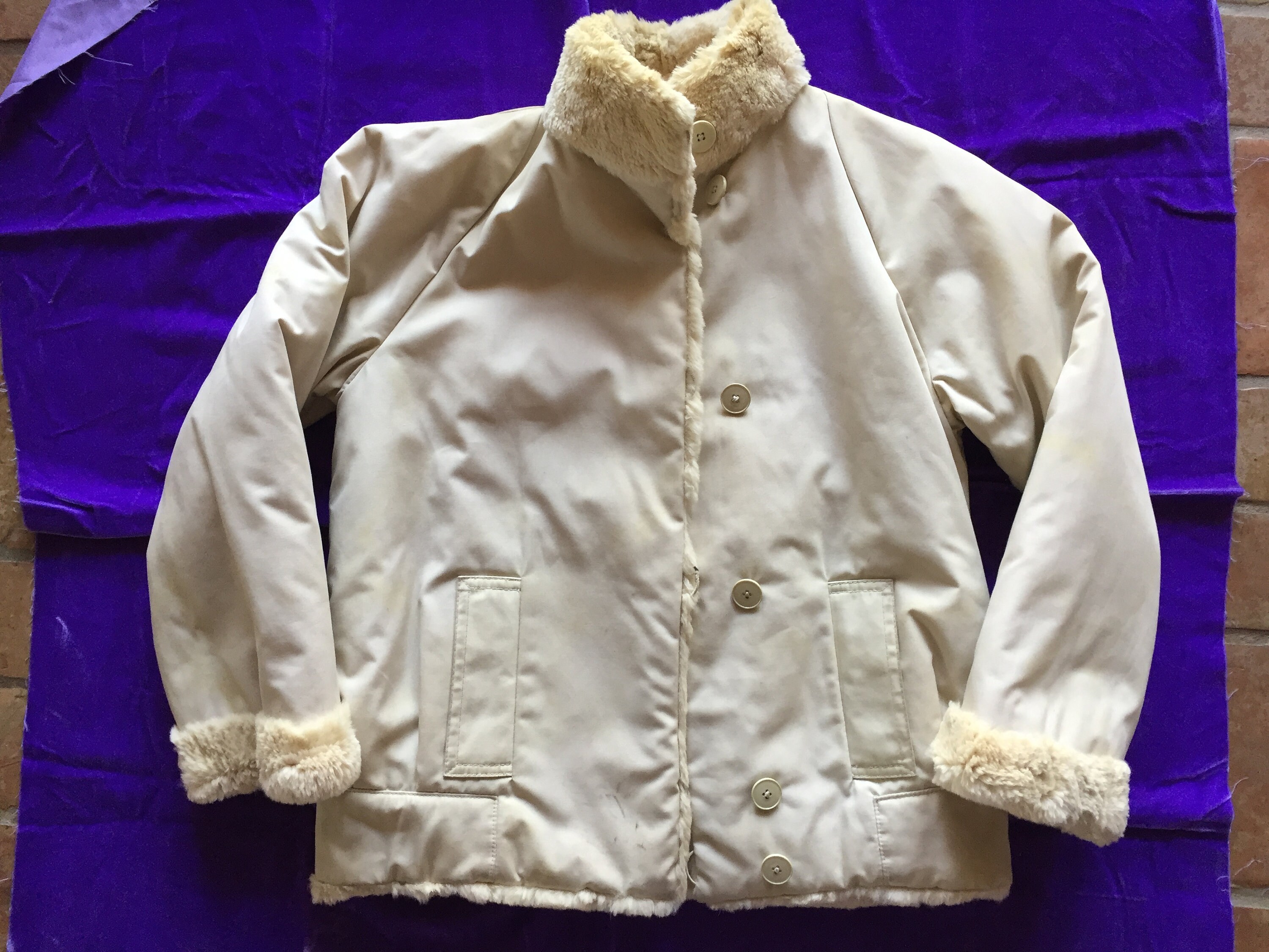 Wool Rabbit Sheared Sheared Rabbit Coat is Reversible to a Heavy Canvas so Unique! Size ...
