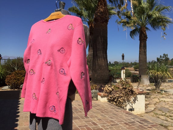 Cotton Candy PINK BICYCLE SWEATER by Carole Littl… - image 8