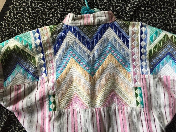 Tribal Guatemalan Hand Loomed Embroidered Jacket … - image 9