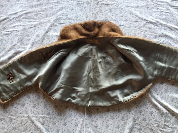 1950s Light Brown Mink Shawl  Cape, Capelet, Wrap… - image 9