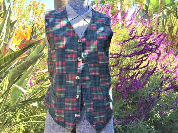 TOMMY HILFIGER MADRAS Plaid Quilt Vest Tag says L… - image 2