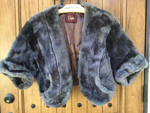 Vintage Fur Jacket Coat Size Large Tan Brown Fur Lined// 80s