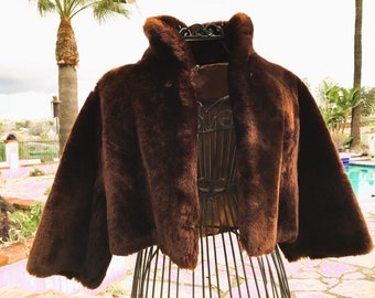 Vintage 1940s Mouton (lamb) Fur Coat, Lined, Size S/M, Hidden