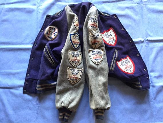 Vintage Varsity Trophy Jacket Women's XL Blue Wool Bomber