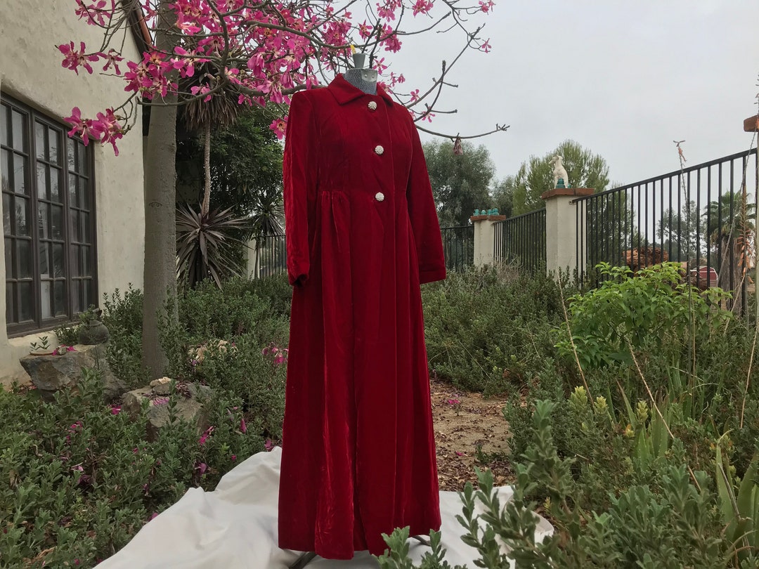 Ruby Red Crush VELVET Opera COAT No Label Hand Crafted 1960s Etsy