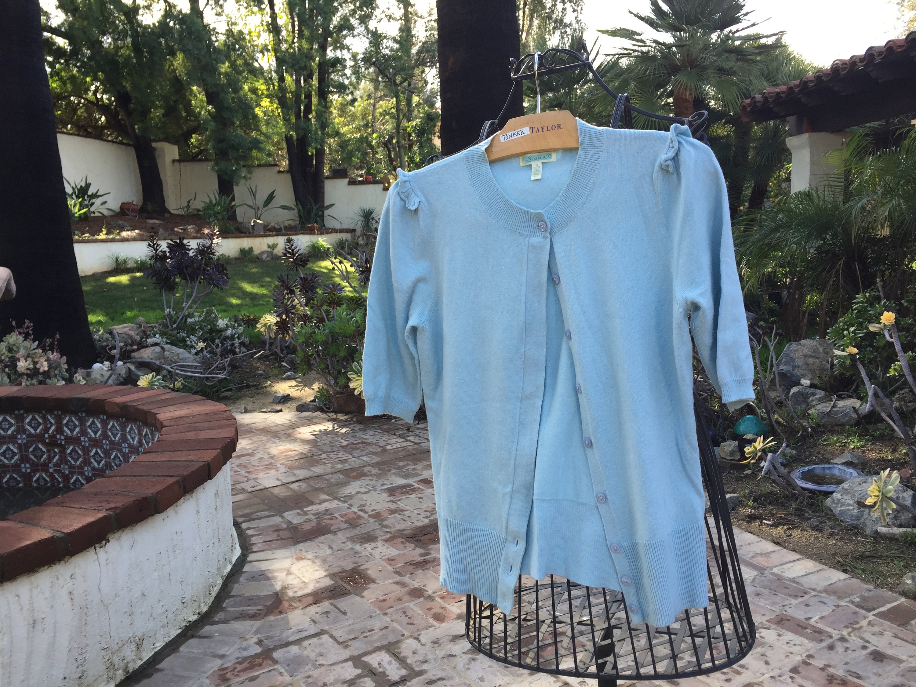 FLIRTY SPRING Short Sleeve Cardigan Size Medium by Susina Cotton
