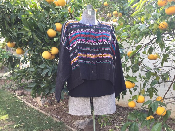 Handloomed Guatemalan Jacket Features Peacock Emb… - image 7