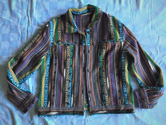 Hand Loomed Guatemalan Textile Jacket Size Medium… - image 6