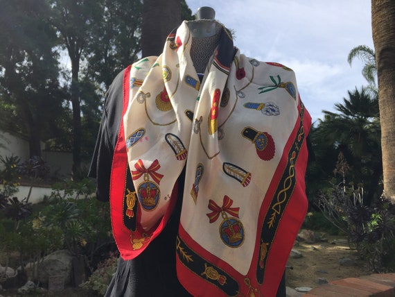 100% SILK SCARF Features Military Badges & Awards… - image 6