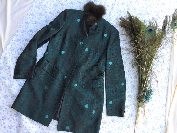 INCREIBLE DANA BUCHMAN Peacock pluma de largo abrigo pluma | Etsy España