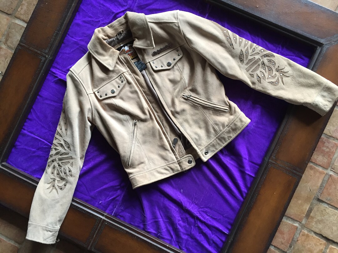 HARLEY DAVIDSON MOTO Jacket Size Small Heavy Duty Suede Gusseted 