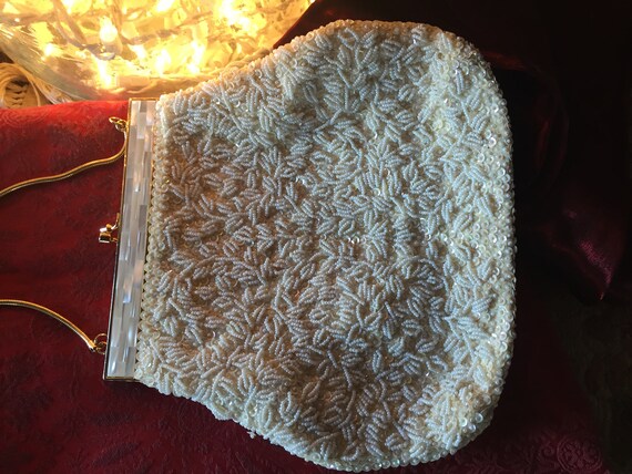 BEADED EVENING BAG, Czech glass sead beads & Sequi