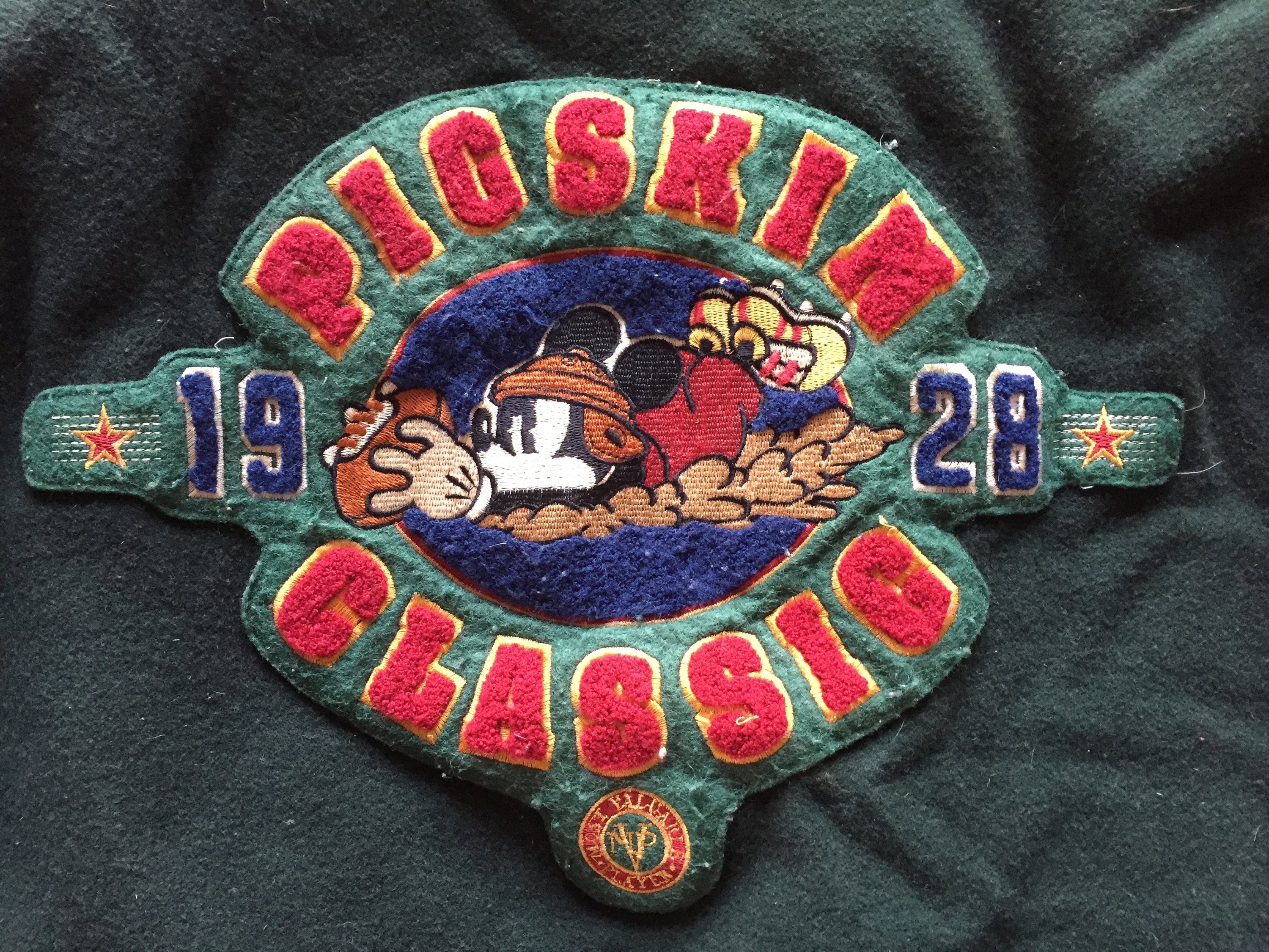 HOT VTG Men DISNEY MICKEY MOUSE EMBROIDERED VARSITY BLACK WOOL