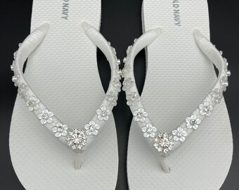 Floral Flip Flops Sandals Floral Print Thong Sandals Flower Flip Flops Something Blue Aqua Beach Wedding Flip Flops Beach Flip Flops